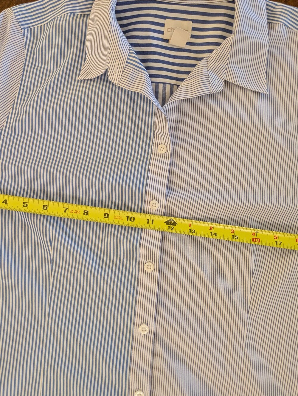 Chico's Women's Long Sleeve Striped Button Down Shirt - Chico's Size 3 (Size 16) - Picture 5 of 6